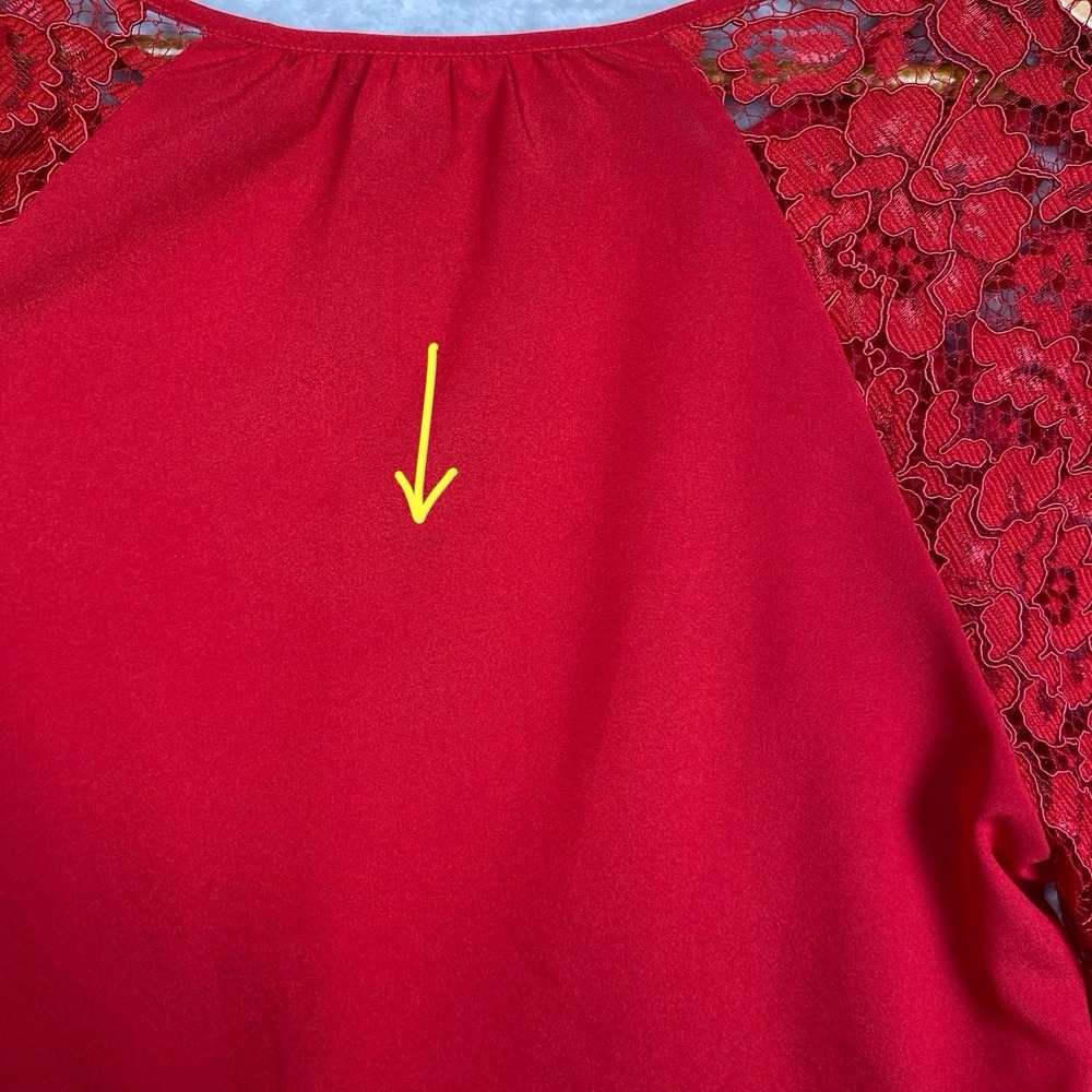 Womens Red Fairy Top Womens Shirt Lace Romantic Holiday dressy NY&C Whimsygoth - Picture 11 of 11